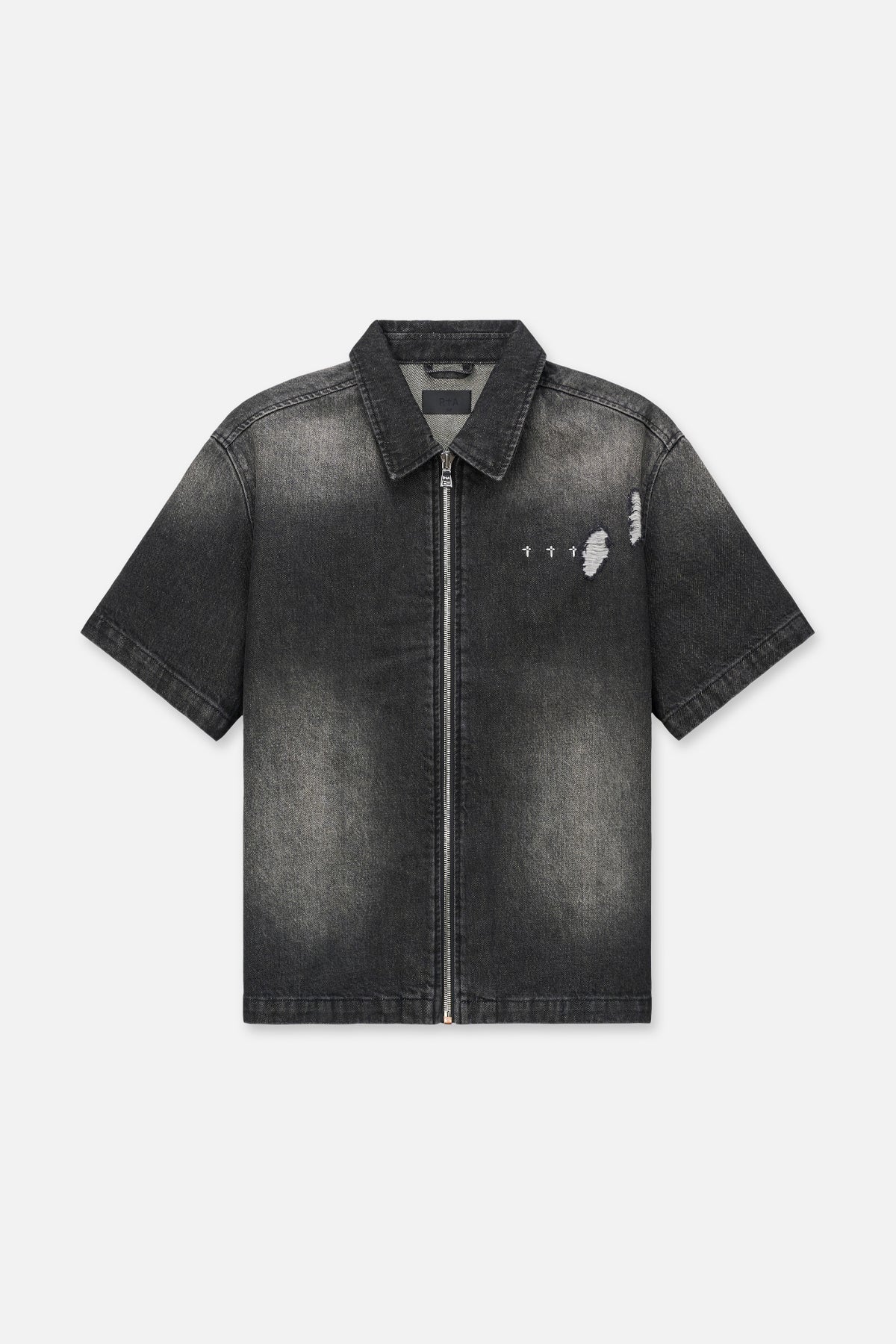 Men's Black Zip Up Denim Shirt | RTA