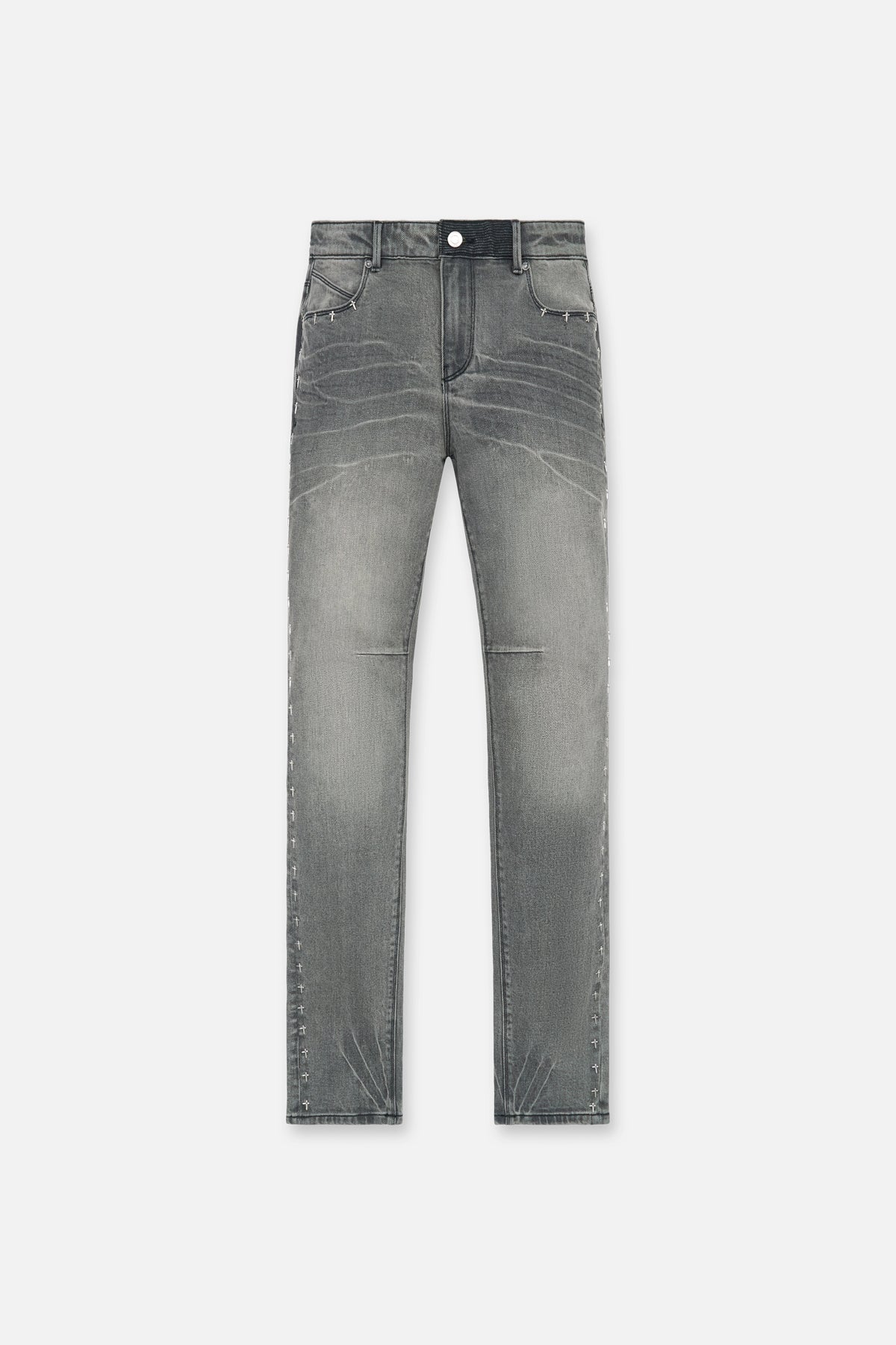 Men's Grey Skinny Jeans with Side Cross | RTA