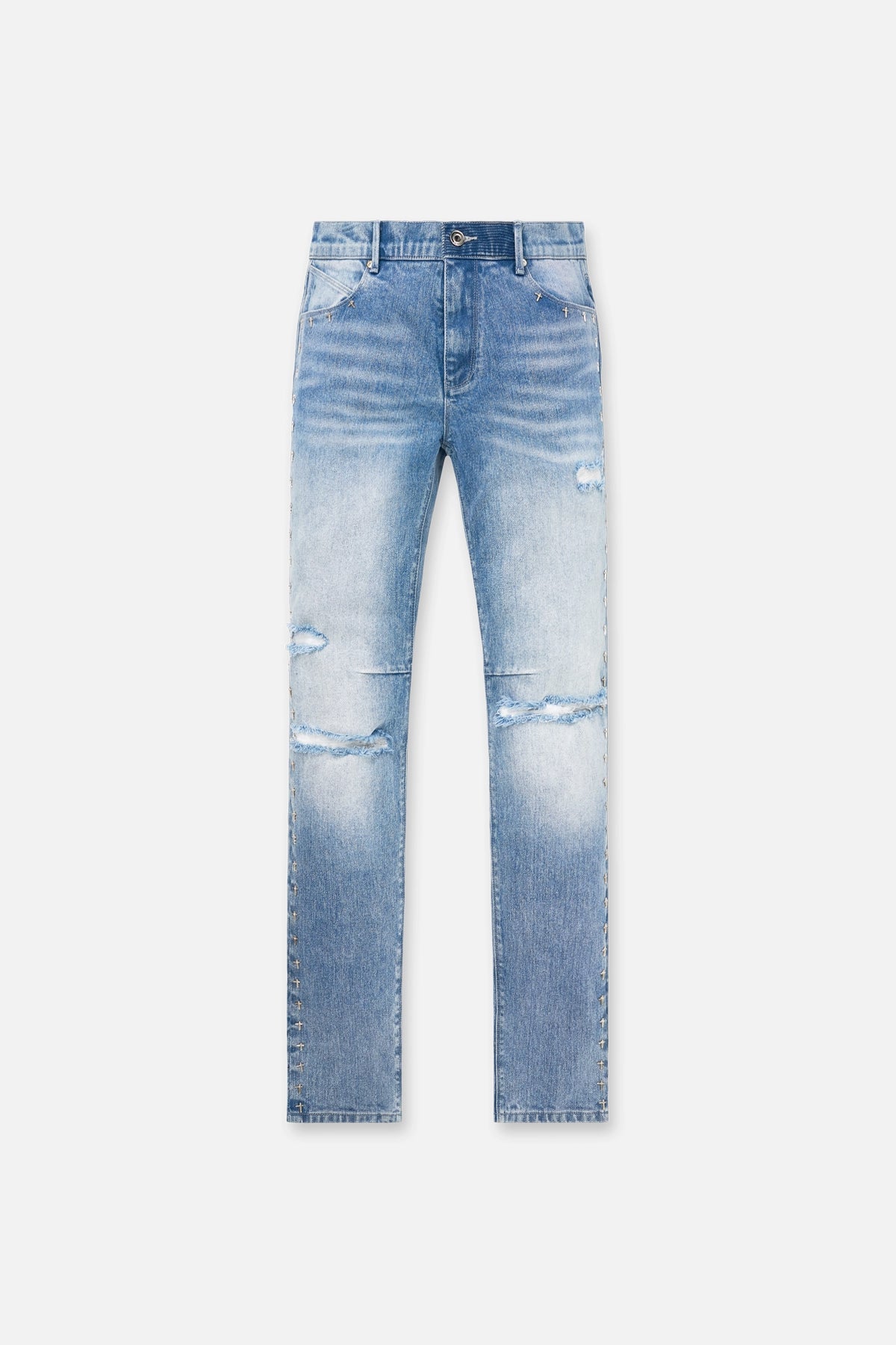 Men's Blue Studded Skinny Jeans | RTA