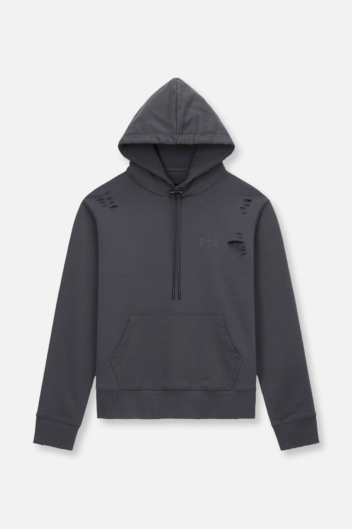 Men's Distressed Grey Cotton Hoodie | RTA Men's Distressed Grey Cotton Hoodie | RTA