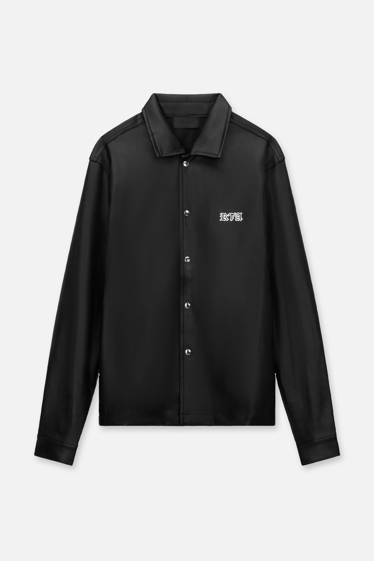 gothic dress shirt Men's Black Faux Leather Shirt
