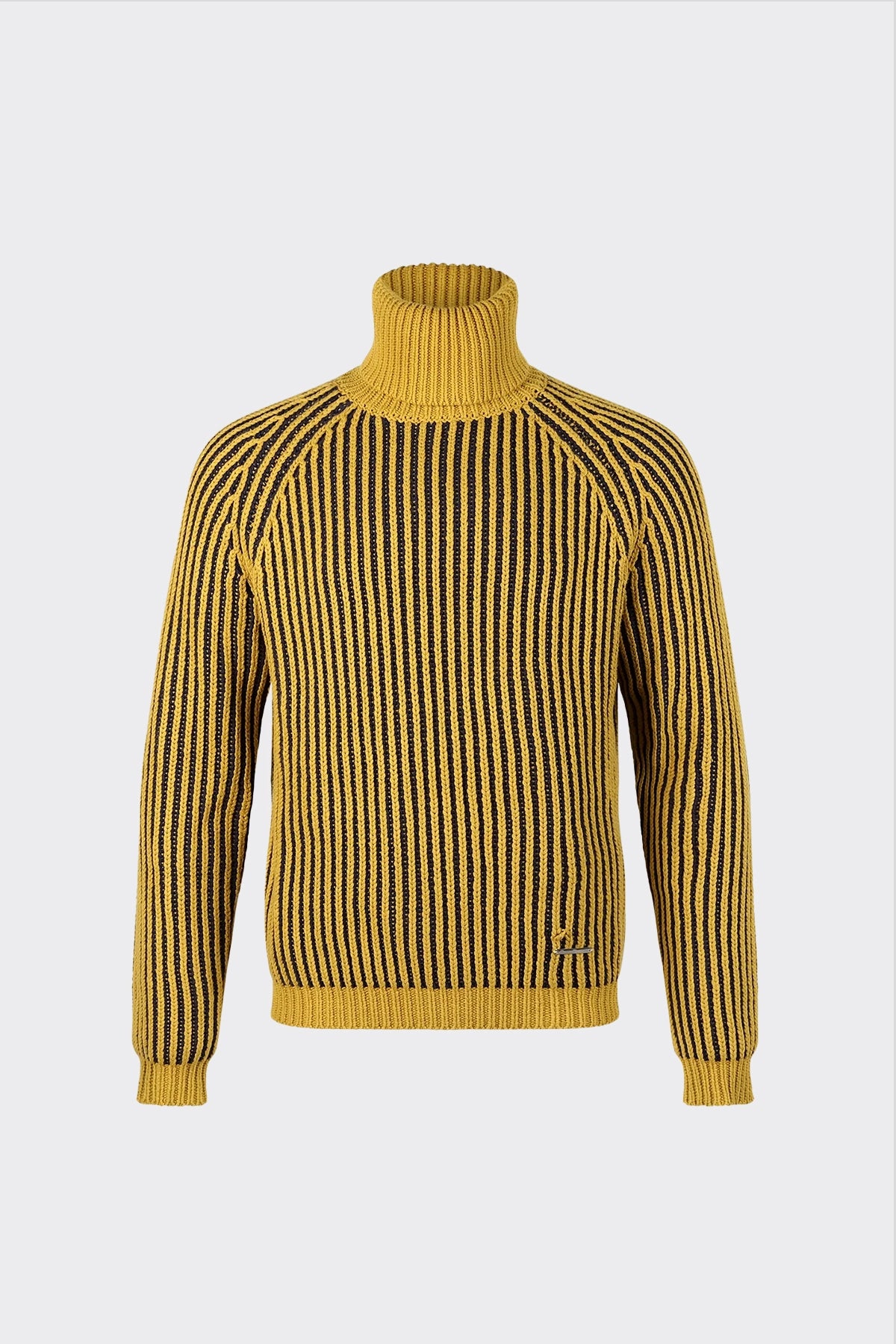 Yellow 2025 striped turtleneck