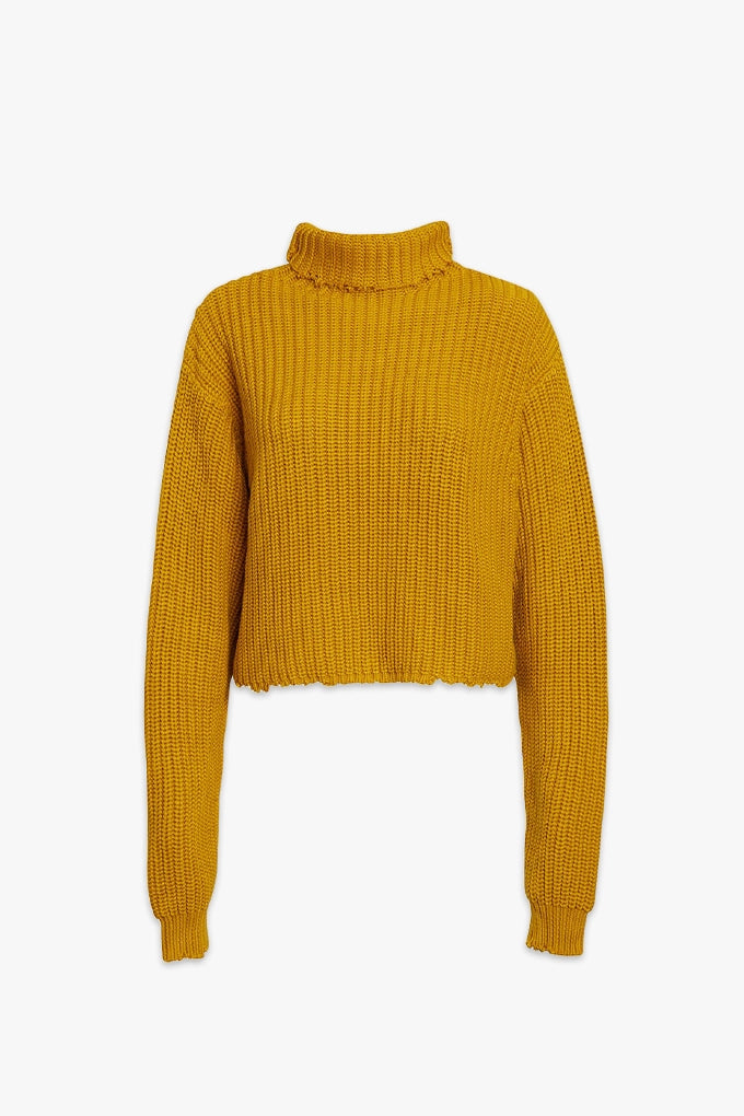 Cropped 2025 mustard jumper