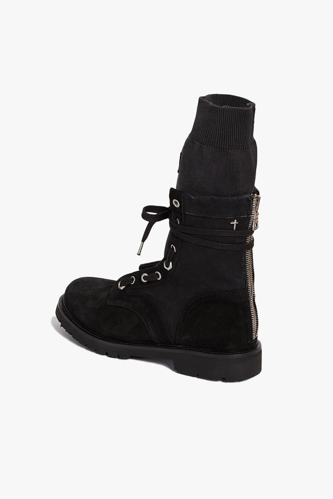 COMBAT LEATHER BOOT | BLACK SUEDE