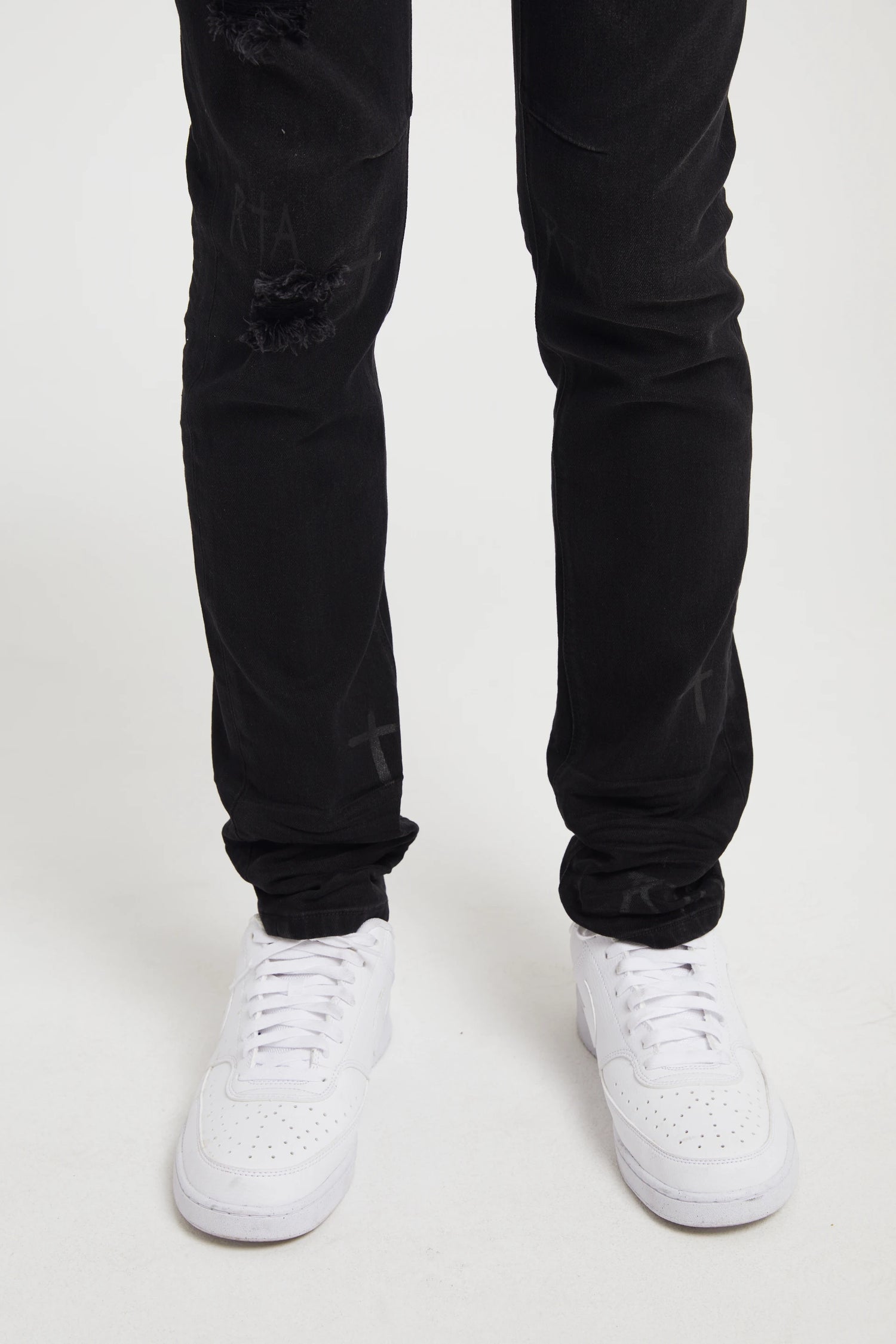 CLAYTON SKINNY JEAN | CHARCOAL CROSSES DISTRESSED