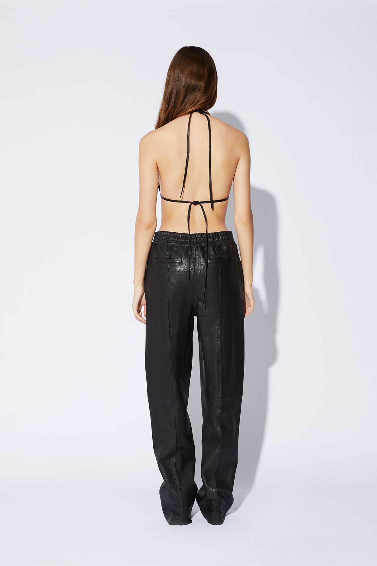 PULL ON LEATHER TROUSER | BLACK
