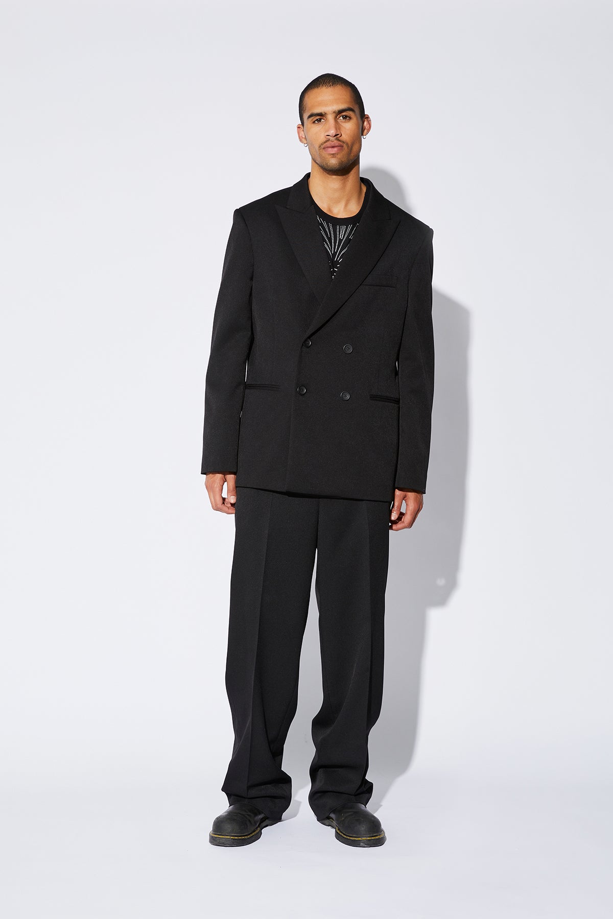 DOUBLE BREASTED SUIT JACKET | BLACK