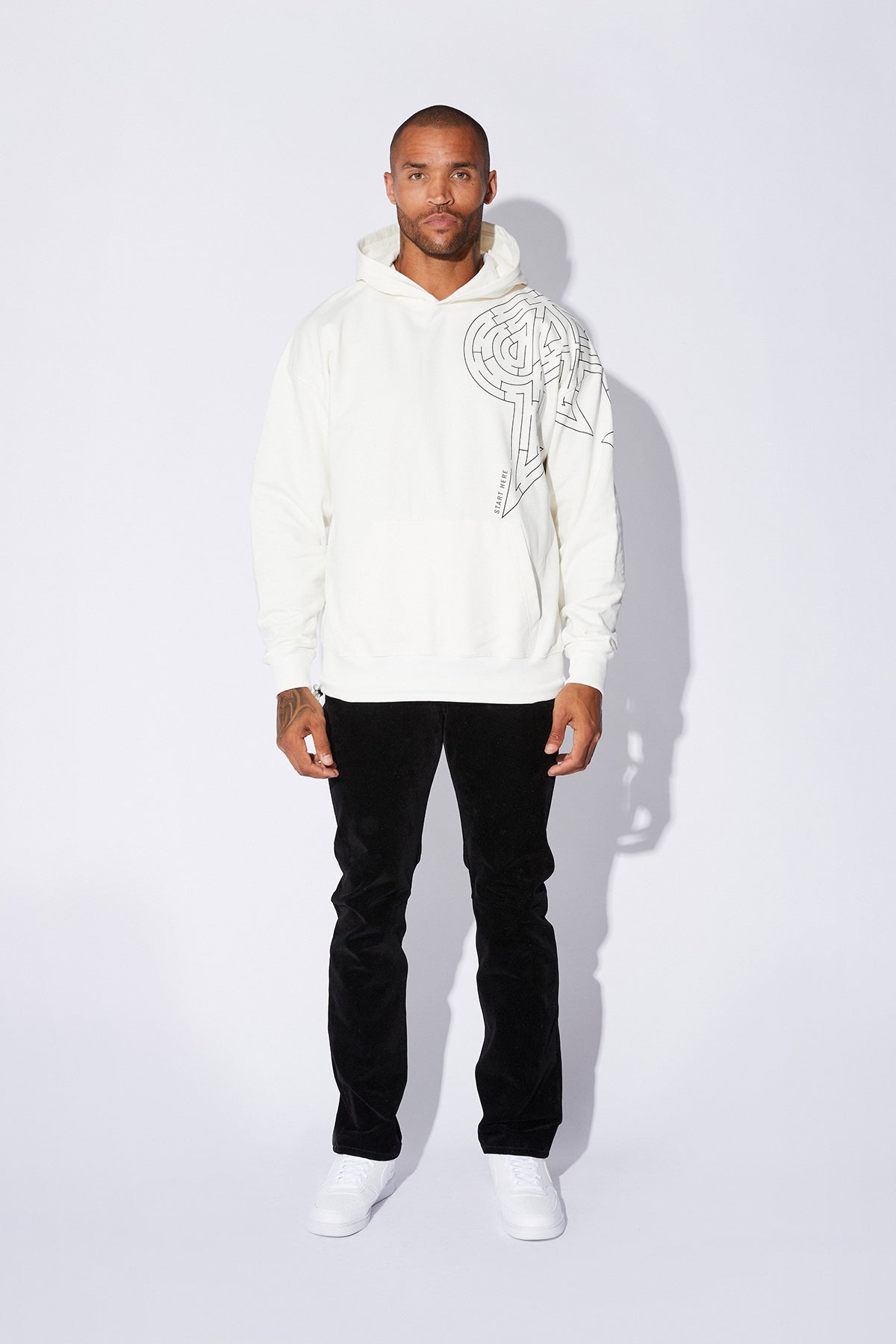 OVERSIZED HOODIE | WHITE LOGO MAZE
