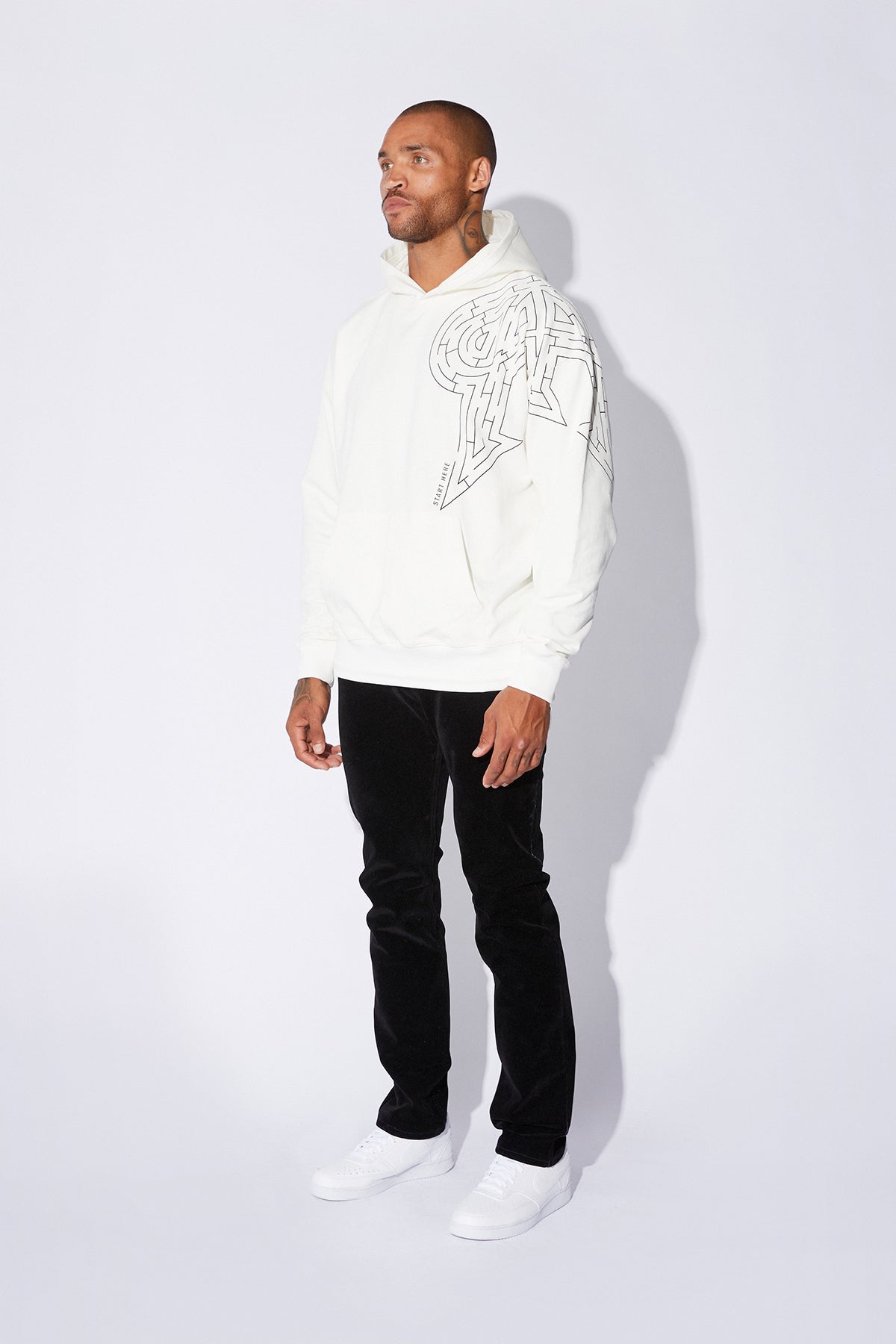 OVERSIZED UV HOODIE | WHITE LOGO MAZE