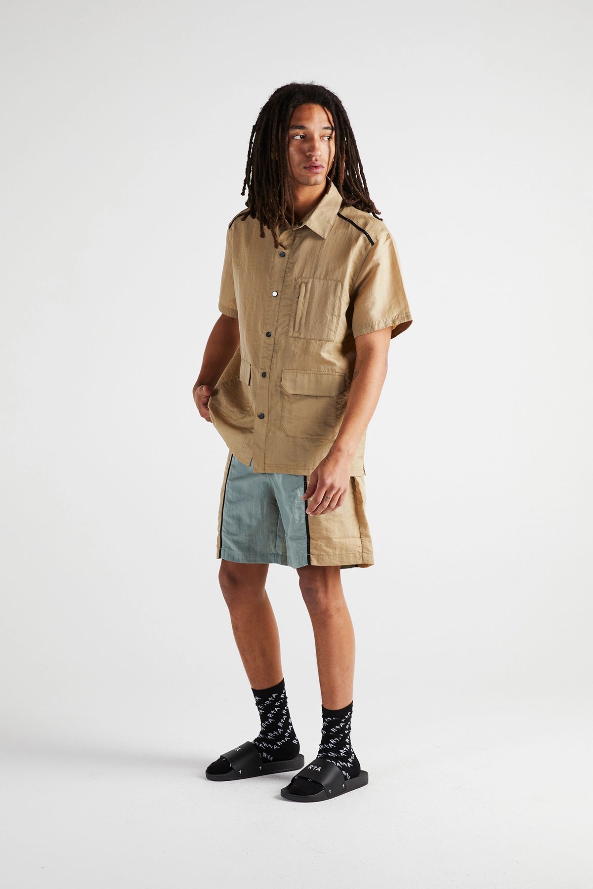 TRACK SHORT | SAGE TAN COMBO