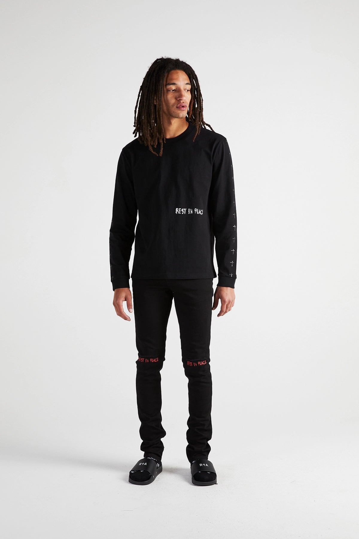Men's Black Long Sleeve Cross Tee | RTA Men's Black Long Sleeve Cross Tee | RTA