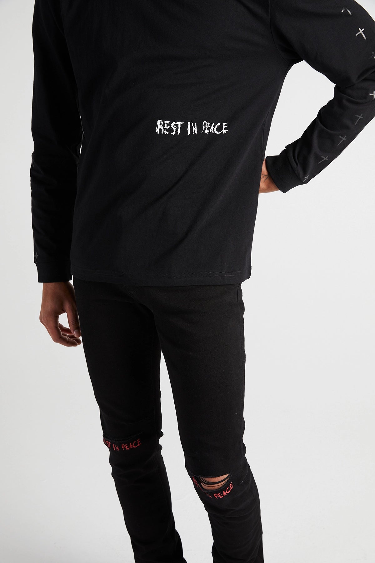 Men's Black Long Sleeve Cross Tee | RTA Men's Black Long Sleeve Cross Tee | RTA