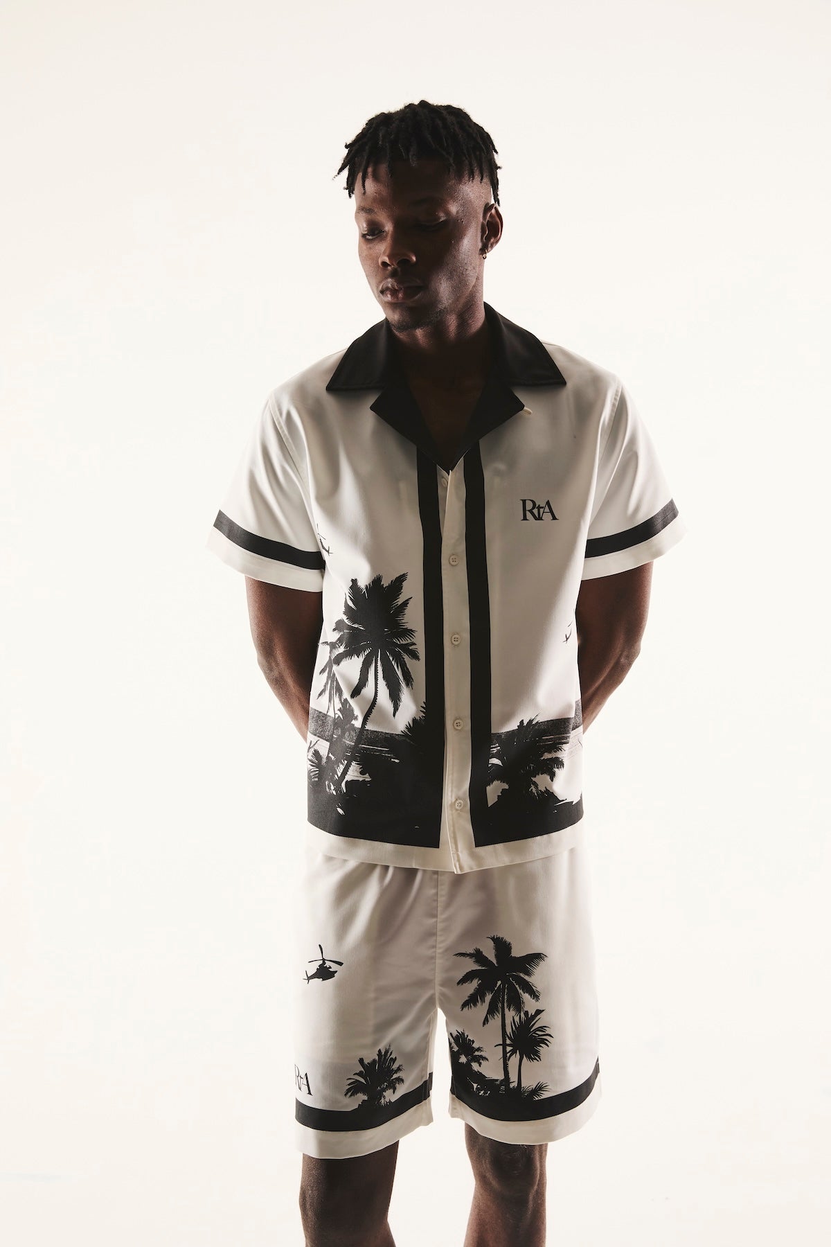NATHAN SHORT SLEEVE SHIRT | WHITE PALM TREES
