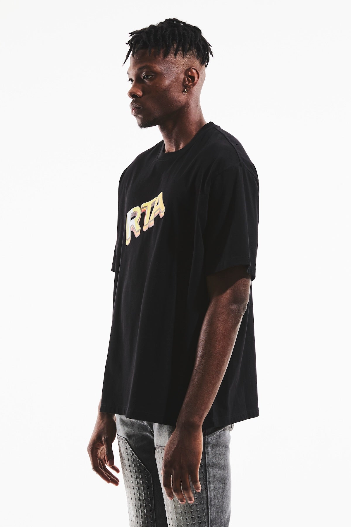 Men's Black Oversized Cotton Tee | RTA