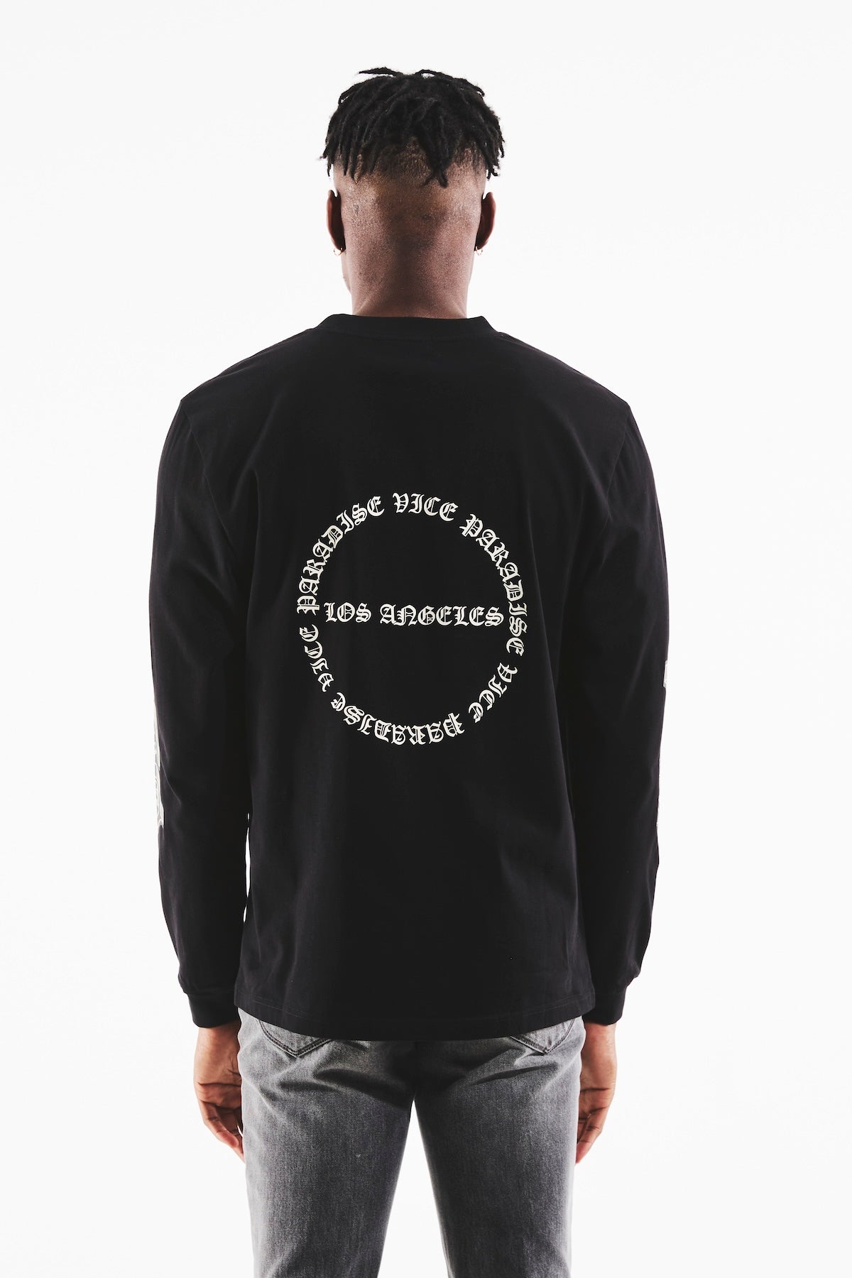 Men's Black Long Sleeve Cotton Graphic Tee | RTA