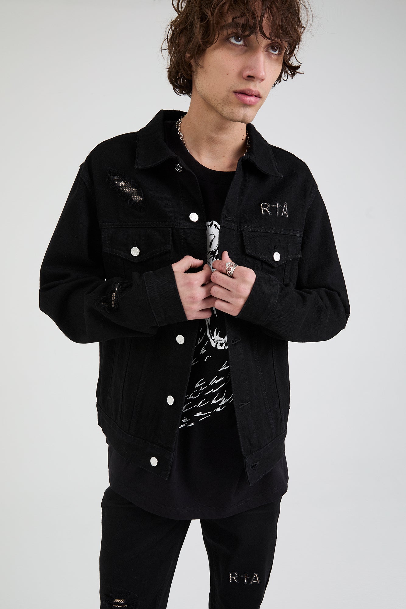 ELMER JACKET | BLACK DISTRESSED SNAKE