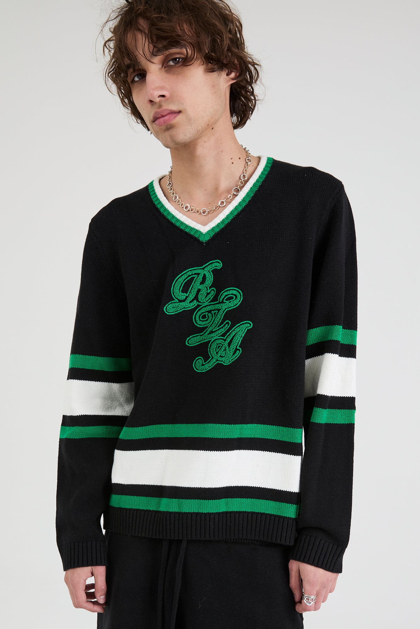 JOSHUA SWEATER | BLACK GREEN LOGO