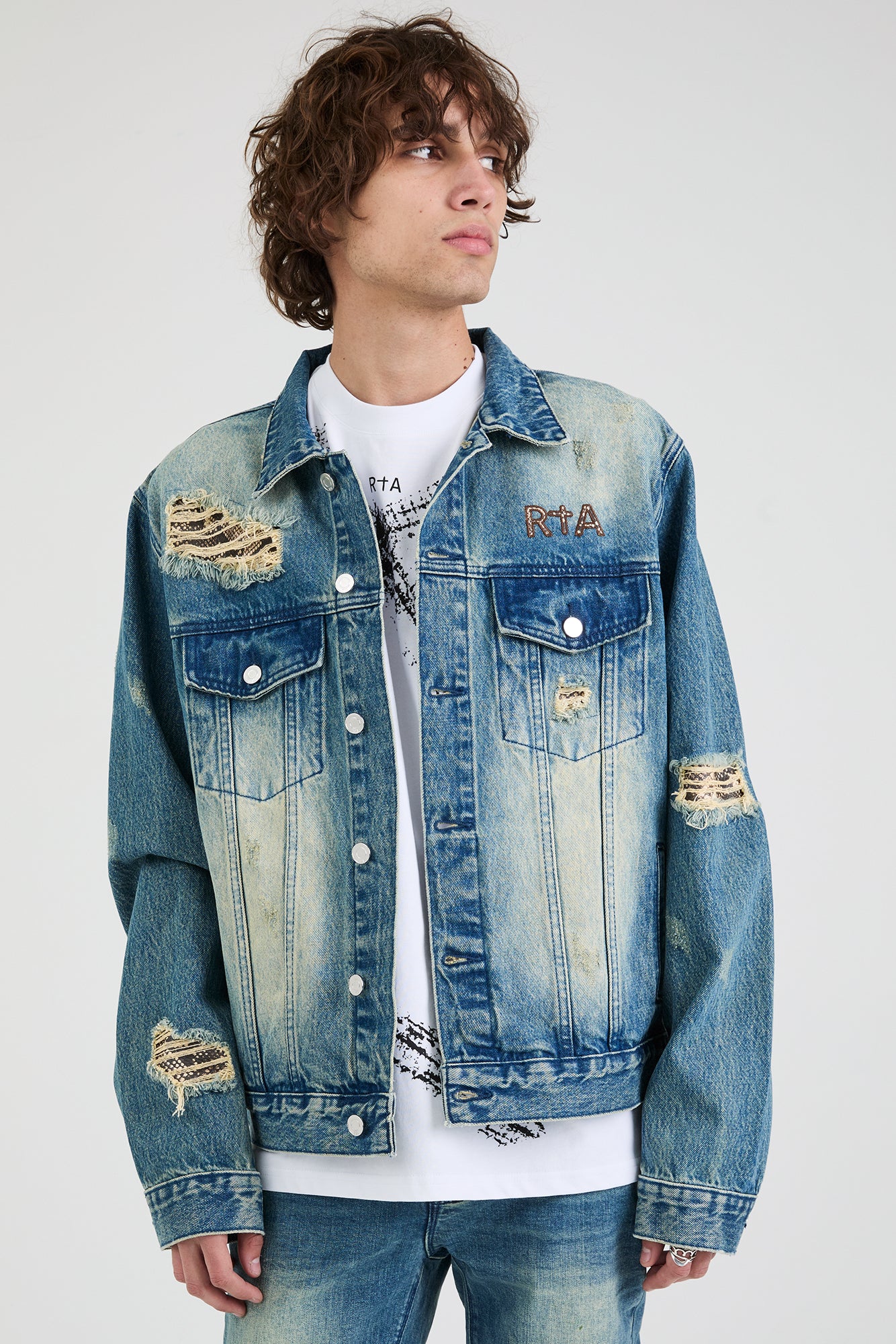 ELMER JACKET | BLUE DISTRESSED SNAKE