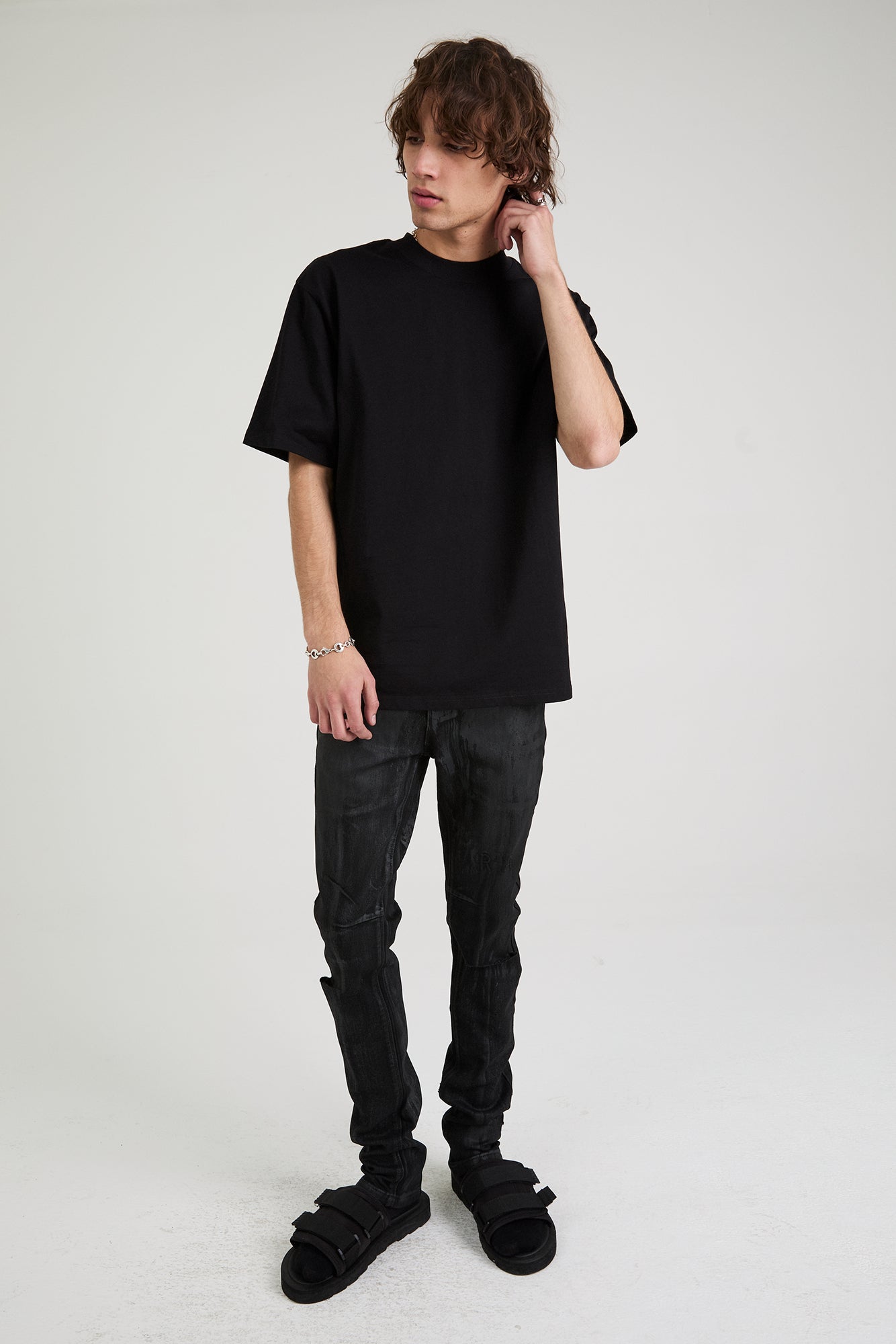 RICO MOCK NECK SHORT SLEEVE TEE | BLACK COLLAR LOGO