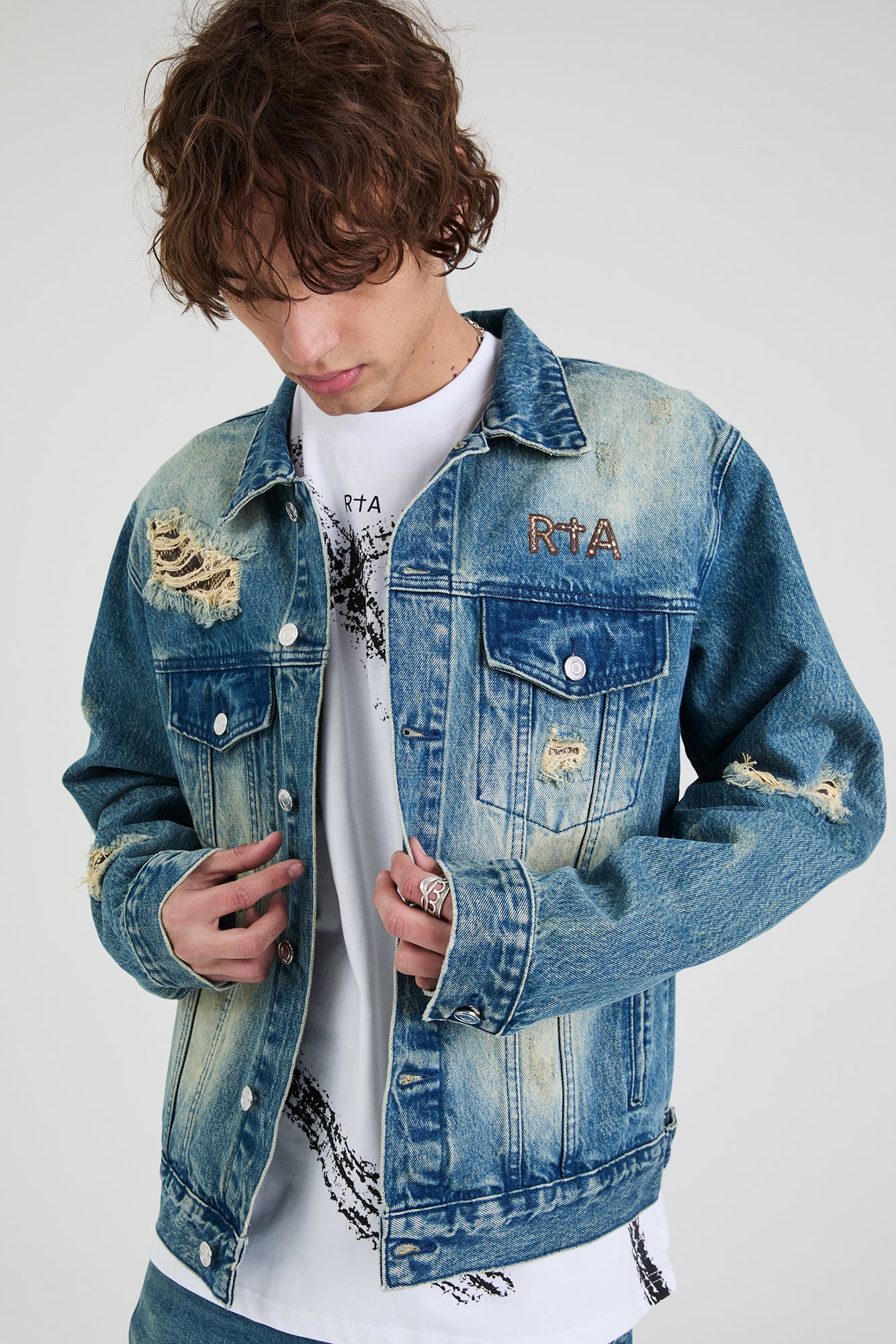 ELMER JACKET | BLUE DISTRESSED SNAKE