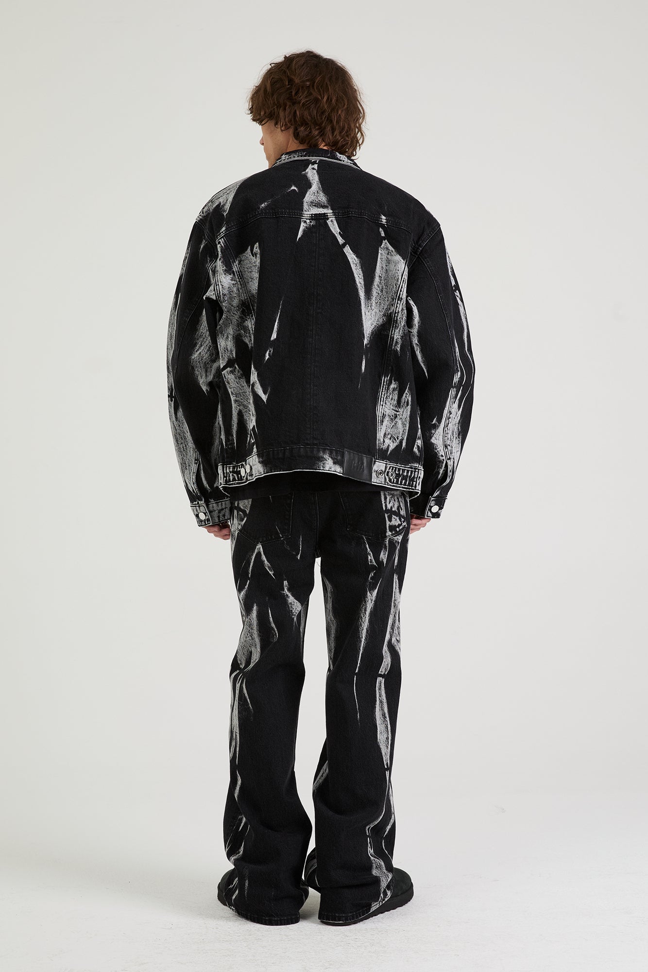 Men's Black Wide Leg Marble Denim | RTA