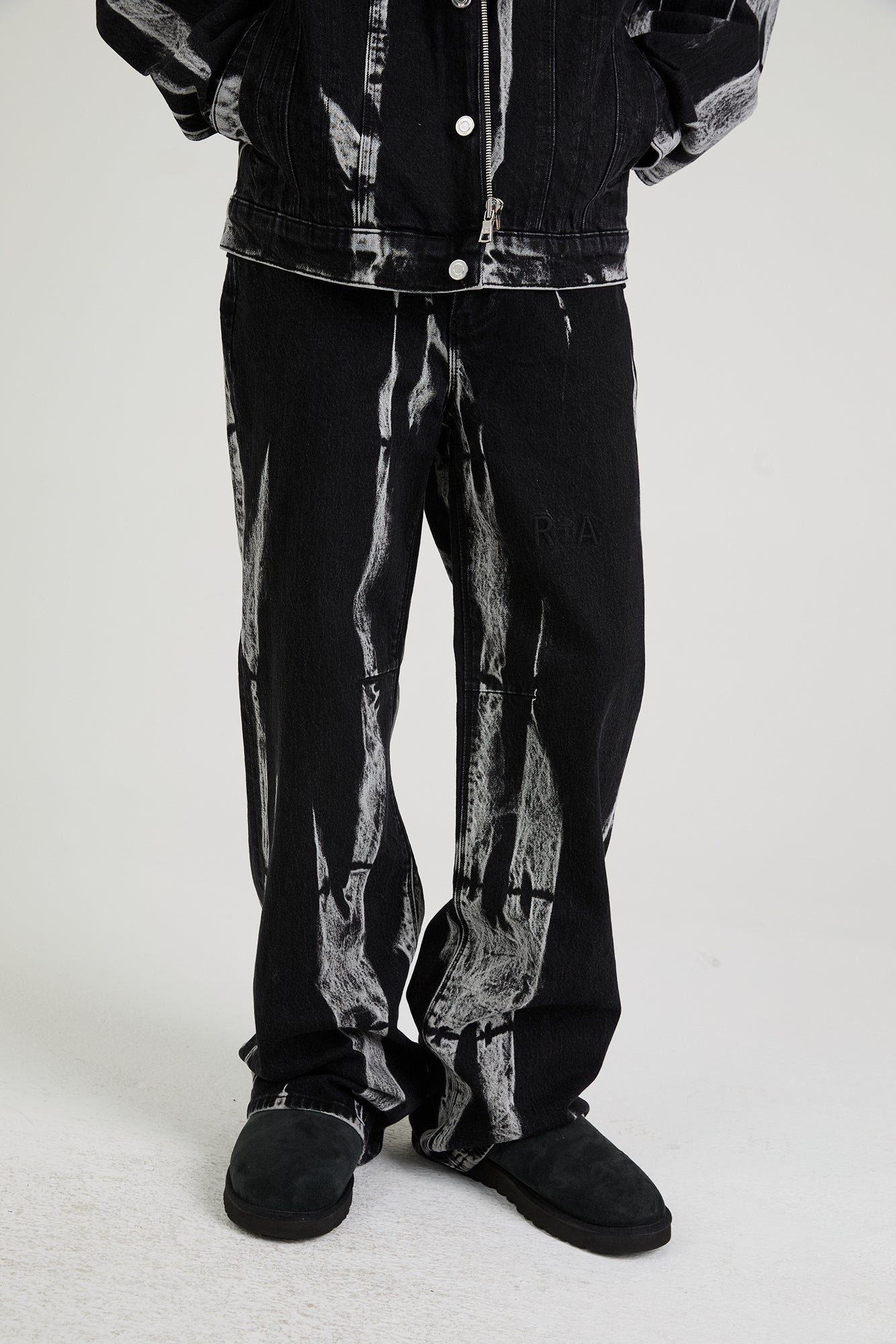 Men's Black Wide Leg Marble Denim | RTA