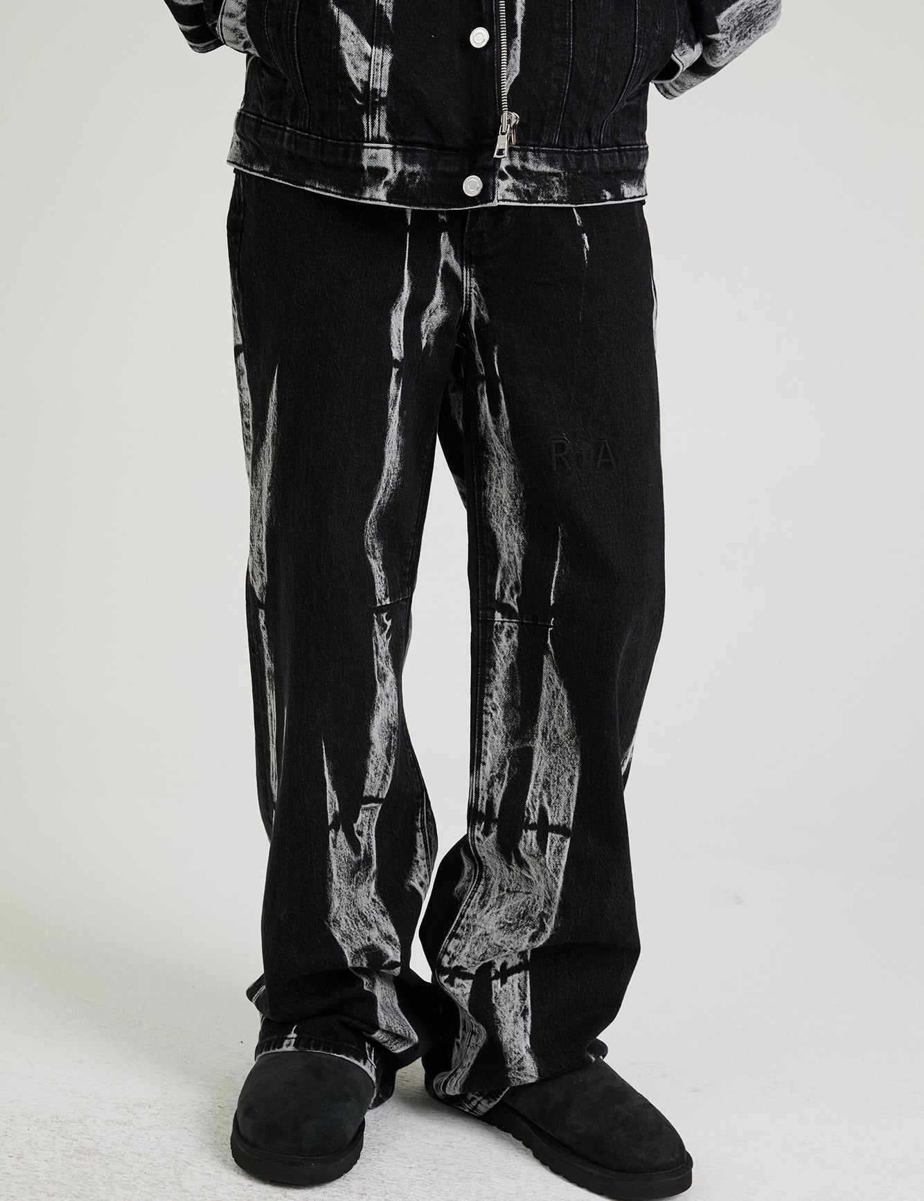 Black Marquina Jamie Wide Leg Jeans Styled Look - Front View | RTA