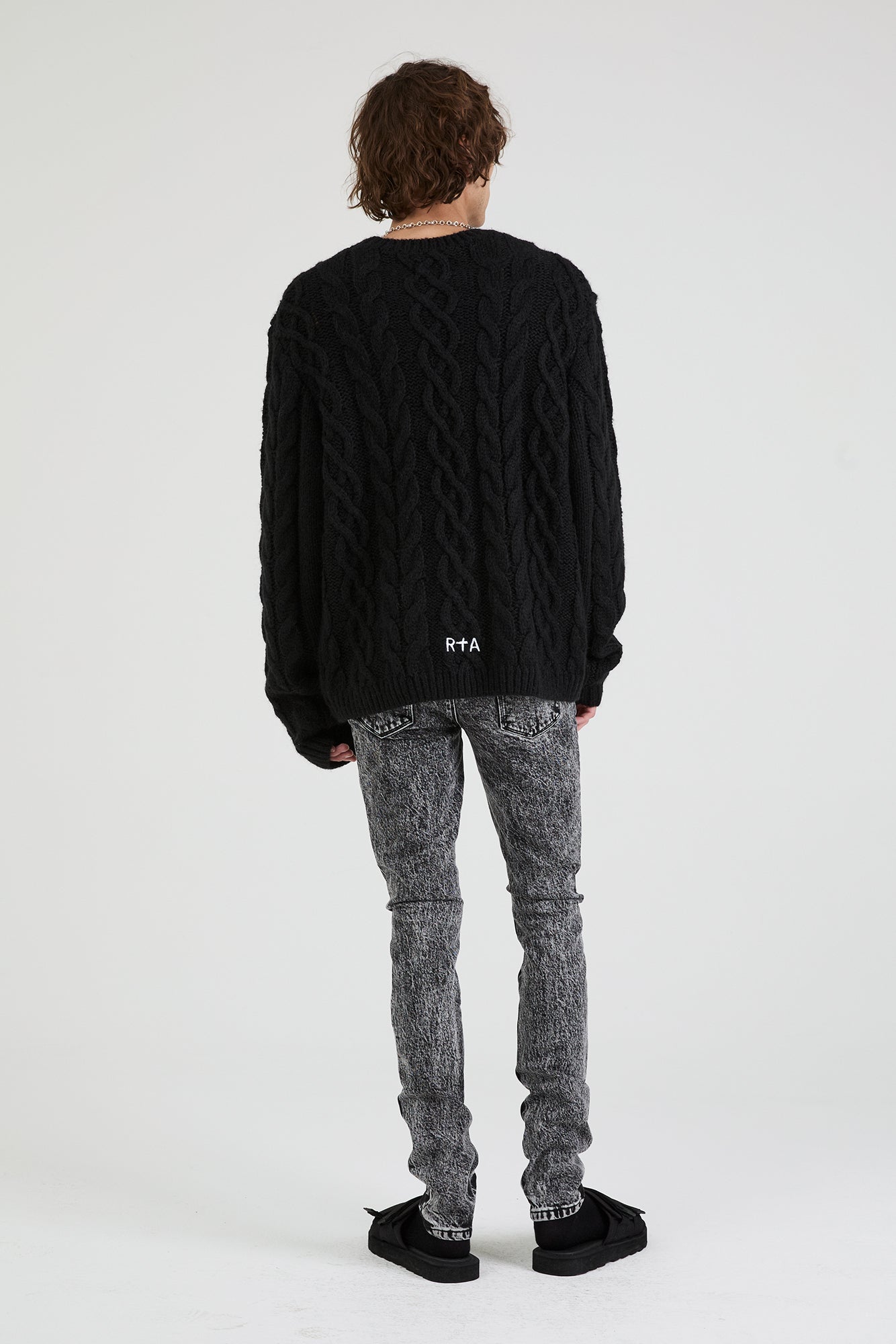 Men's Black Cable Knit Sweater | RTA