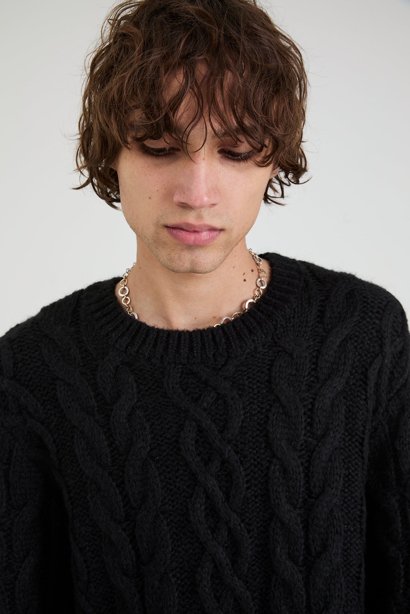 Men's Black Cable Knit Sweater | RTA