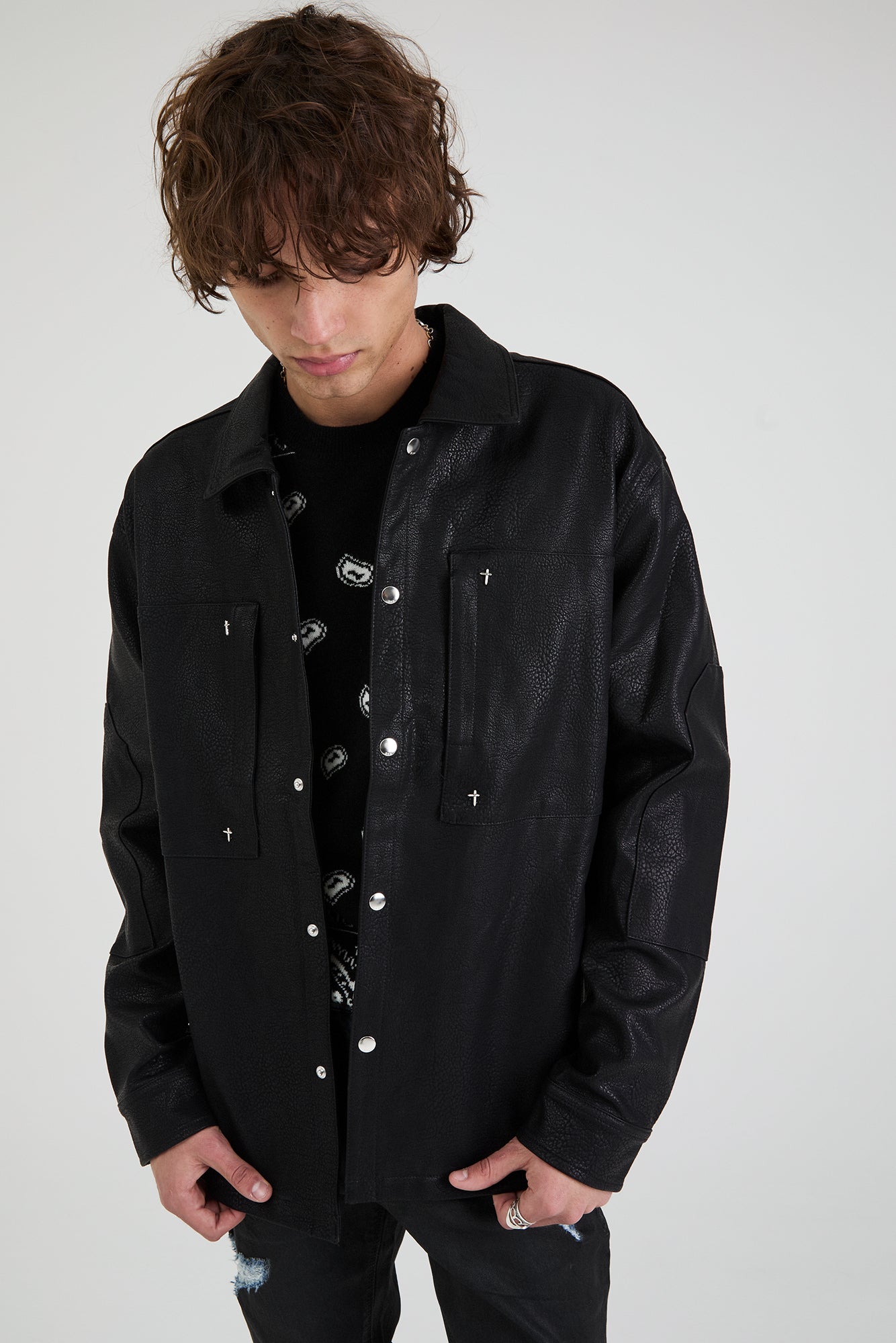 Rta Jacket Men's Black Faux Leather Jacket | RTA