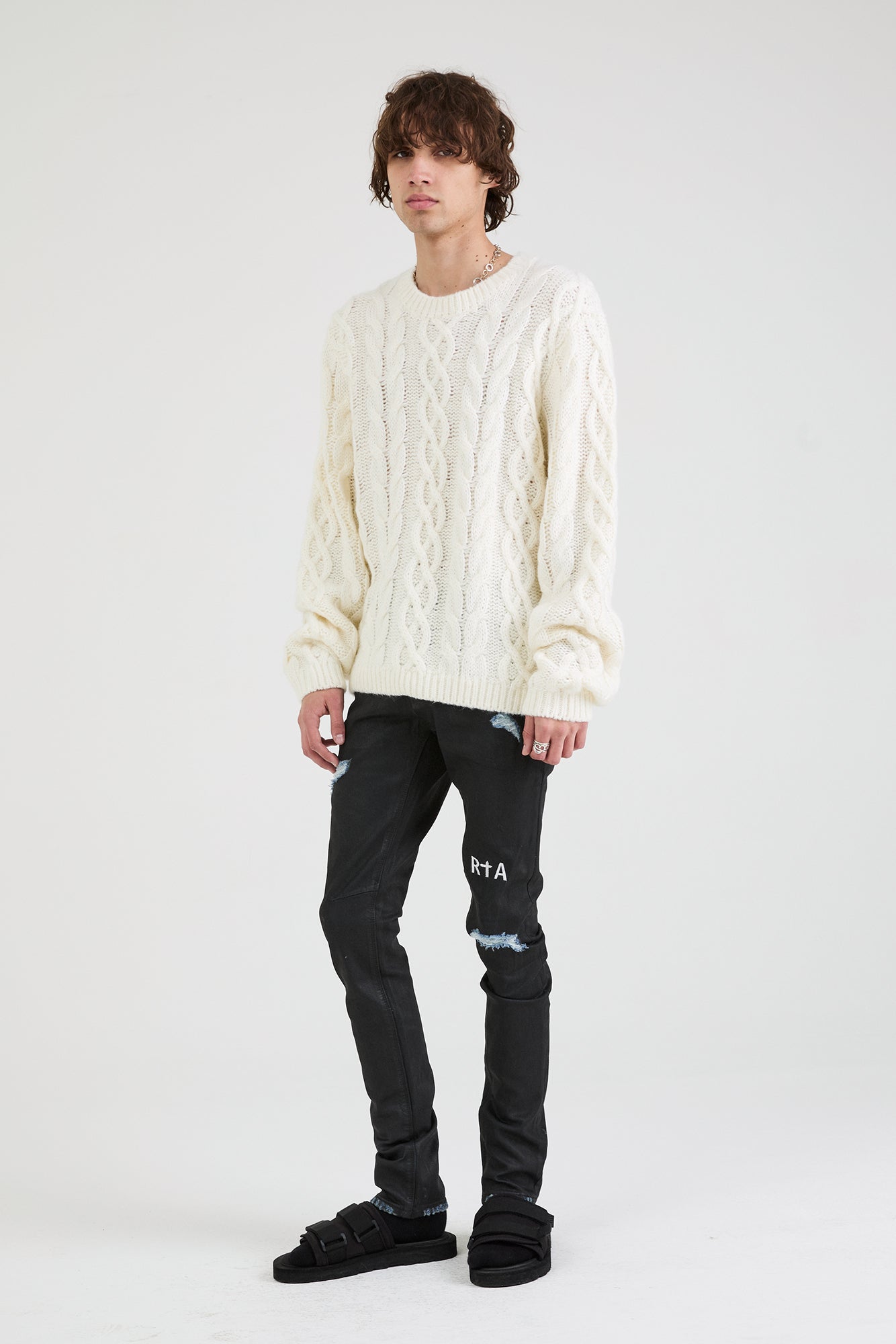 ETHAN SWEATER | WHITE CABLE KNIT