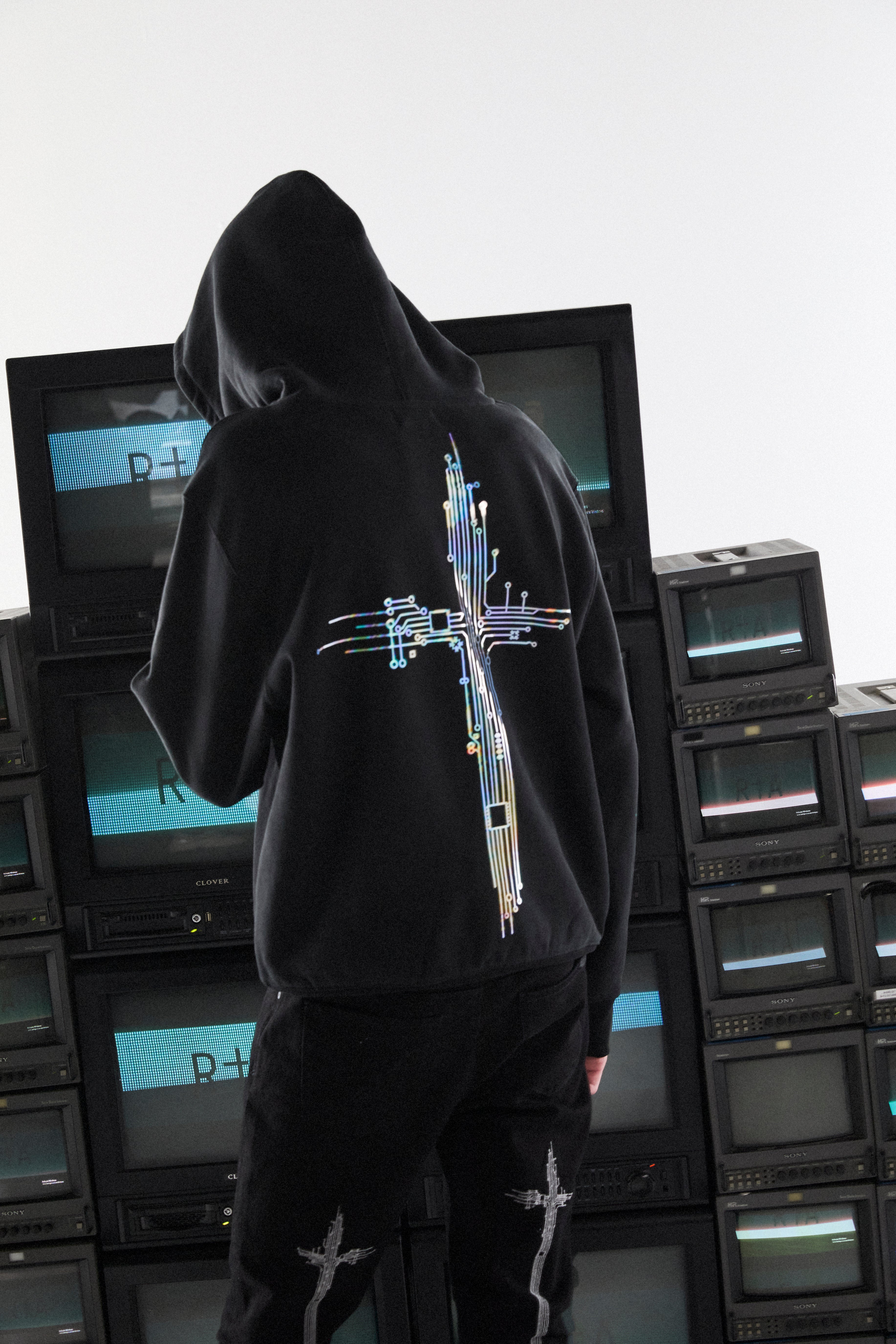 JORDAN OVERSIZED HOODIE | BLACK CIRCUIT CROSS