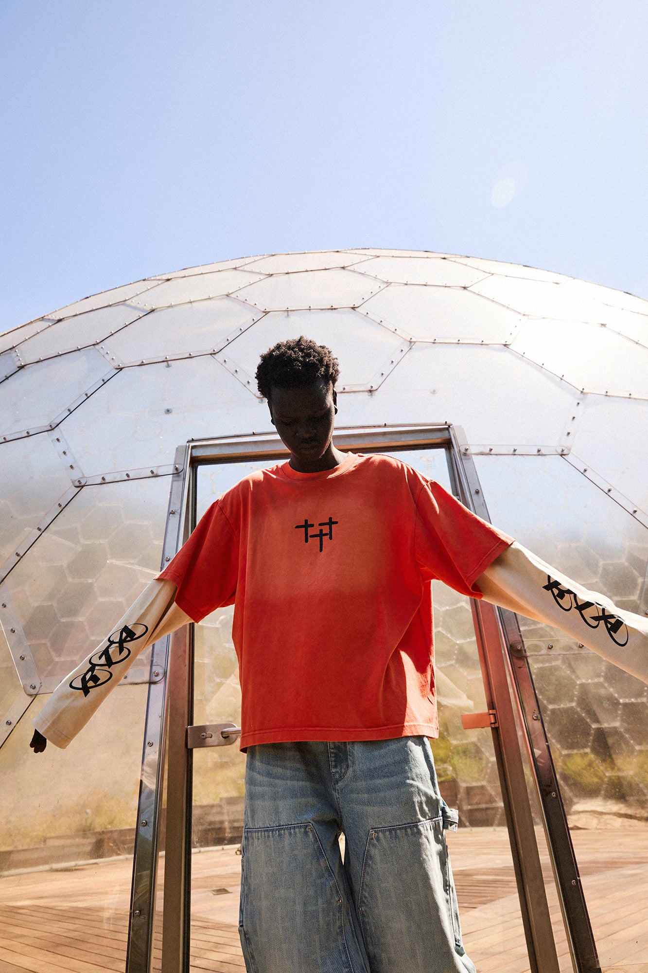 Men's Orange Double Layered Long Sleeve Tee | RTA