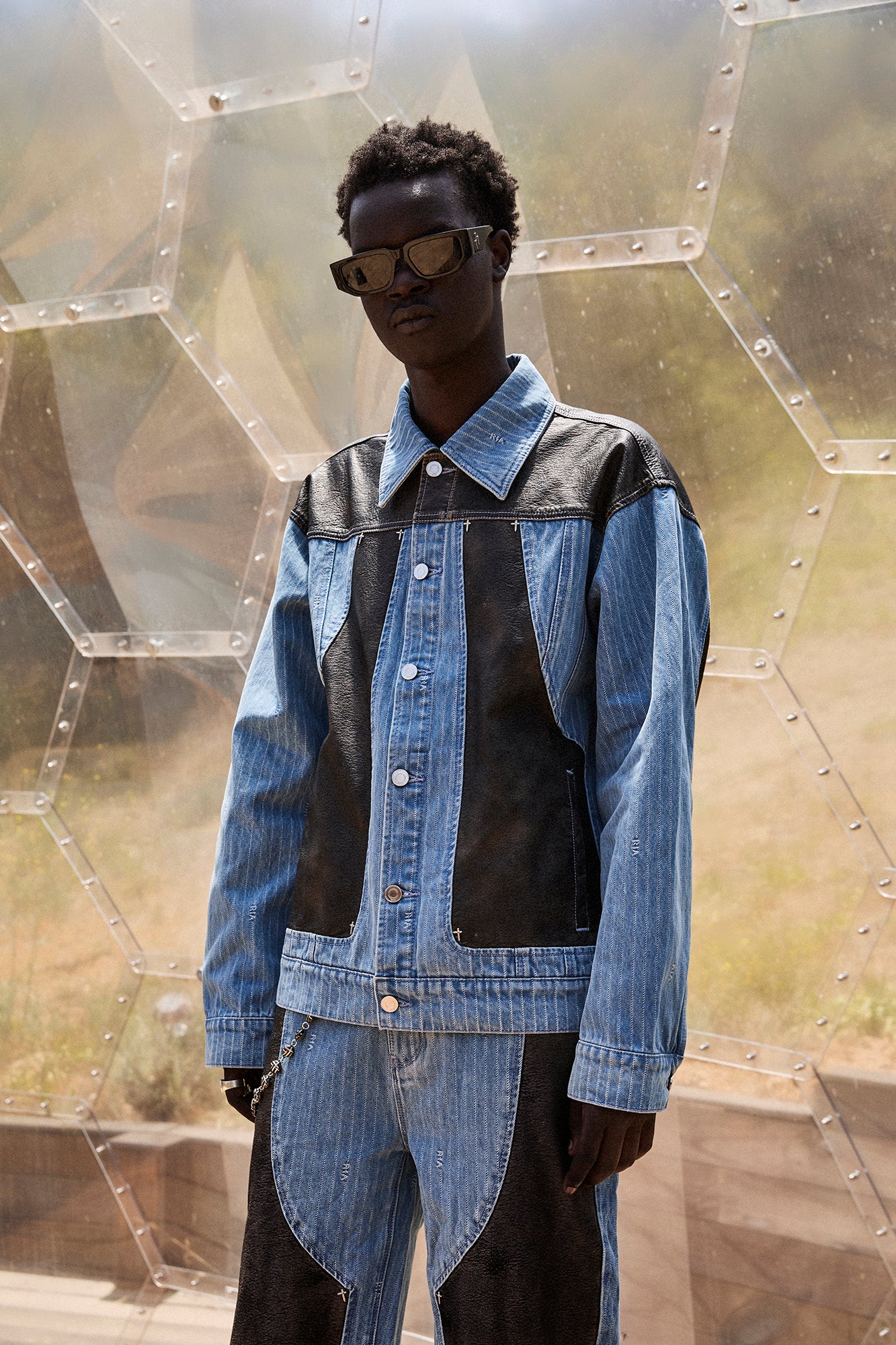 RTA | CEDRIC DENIM Jacket | Blue PINSTRIPE COMBO