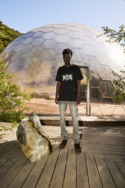 Black Cotton Spike Logo Tee - Lifestyle On Model | RTA