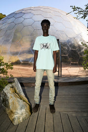 Turquoise Cotton Liam Spike Logo Tee - Model Lifestyle Shot | RTA