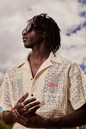 Sand Cursive Short Sleeve Shirt - Lifestyle Shot | RTA