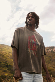 Black Forest Cotton Oversized Tee with Red Forest Graphics - Outdoor Lifestyle | RTA