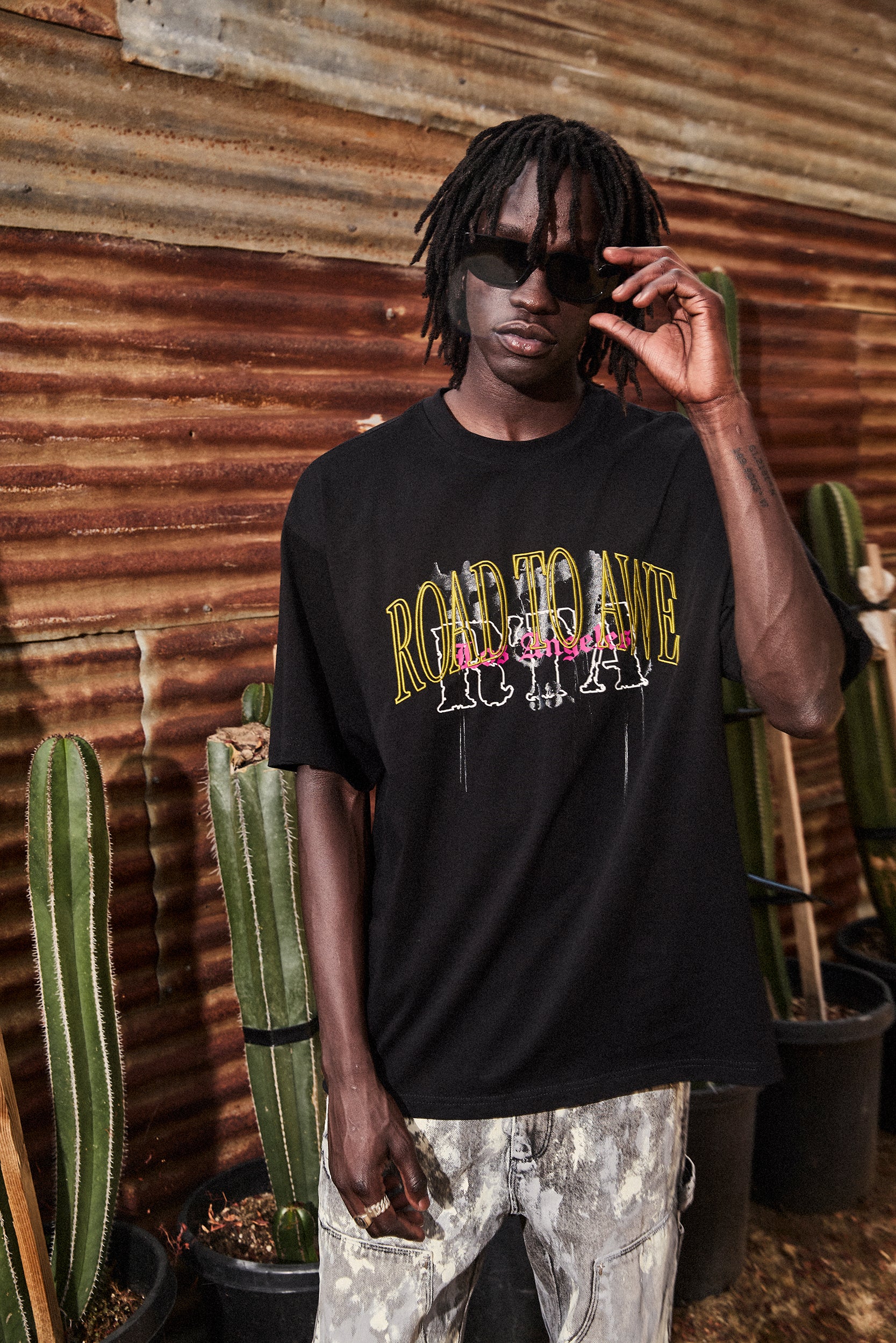 COLIN OVERSIZED SHORT SLEEVE TEE | BLACK MIXED LOGO