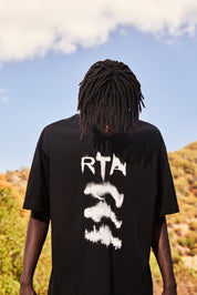 Black Cotton Colin Oversized Tee with White Spray Paint Graphics - Outdoor Lifestyle | RTA