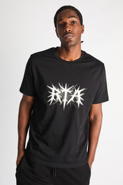 Black Cotton Liam Spike Logo Tee - Studio On Model | RTA