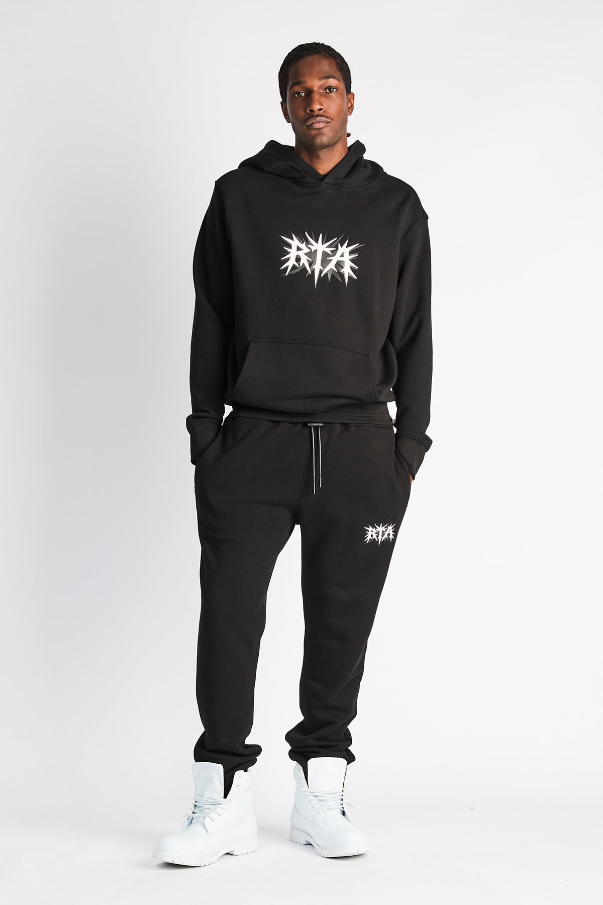 Black Owen Sweatpants Streetwear Set on Model - Front Styled Look | RTA