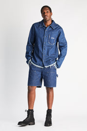 Blue Pinstripe Denim Set On Model - Front Styled Look | RTA
