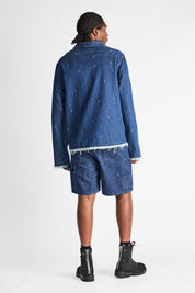 Blue Pinstripe Denim Set On Model - Back Styled Look | RTA
