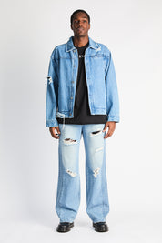 Glacier Blue Zed Straight Leg Jeans Styled Look - Male Model Front View | RTA