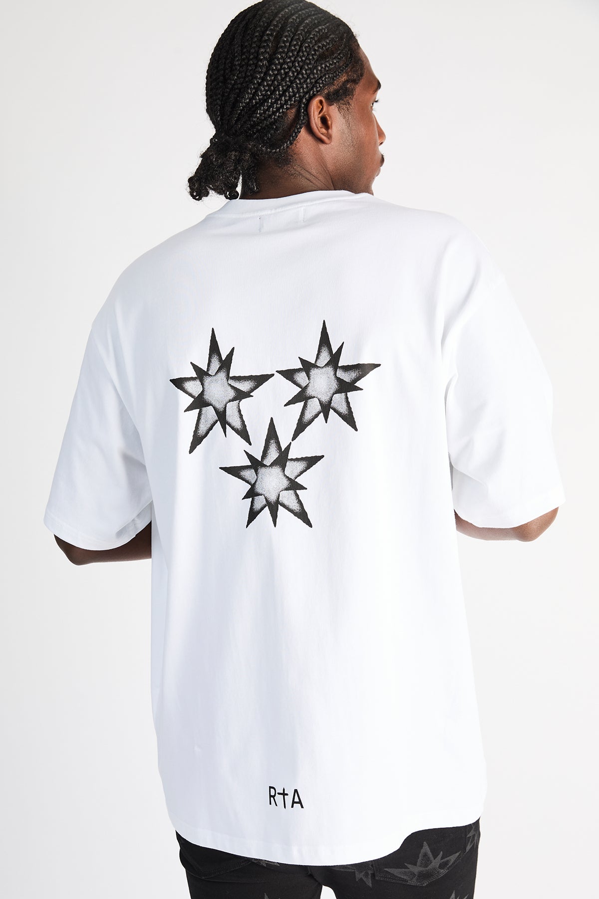 White Cotton Colin Oversized Tee - Male Model Back Styled | RTA