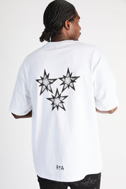 White Cotton Colin Oversized Tee - Male Model Back Styled | RTA