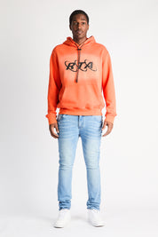Glacier Blue Clayton Skinny Jeans with Orange Hoodie - Front Styled Look | RTA