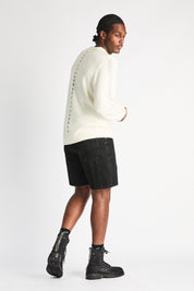 Black Denim Caleb Shorts Streetwear Style - On Model Side | RTA