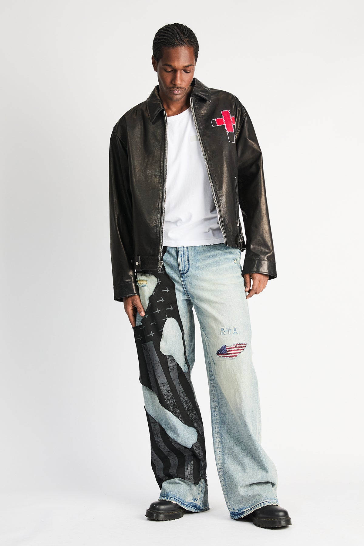 LIOR WIDE LEG JEANS | INDIGO FRAYED FLAG